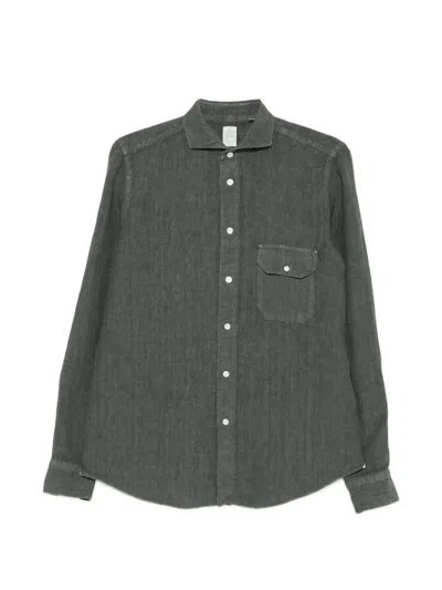 Finamore 1925 Napoli Flap-pocket Spread-collar Shirt In Green