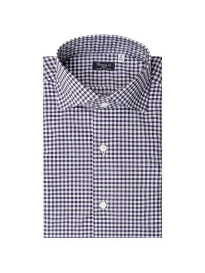 Finamore 1925 Napoli Gingham-pattern Shirt In Blue