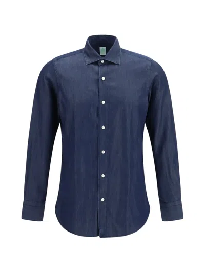 Finamore 1925 Napoli Giza 45 Denim Shirt In Blue