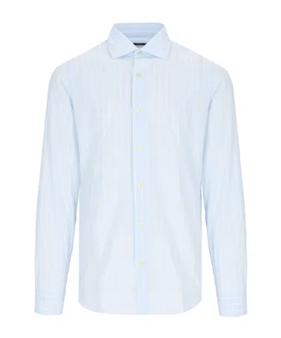 Finamore 1925 Napoli Long Sleeve Button-down Shirt In Blue
