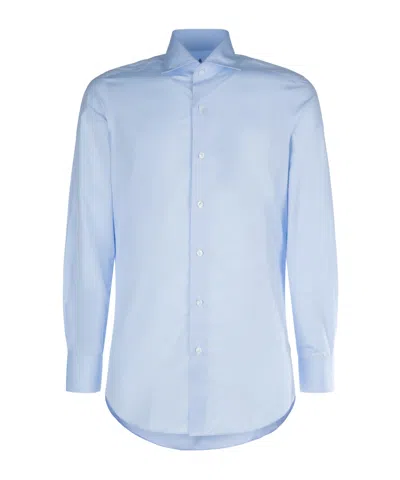 Finamore 1925 Napoli Long Sleeve Button-down Shirt In Blue