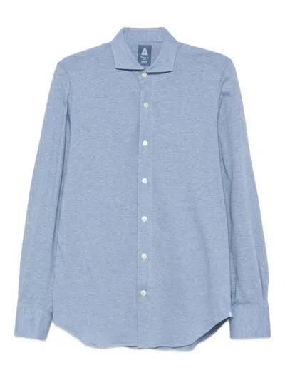 Finamore 1925 Napoli Long-sleeved Button-up Shirt In Blue