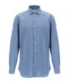 Finamore 1925 Napoli Long-sleeved Denim Shirt In Blue