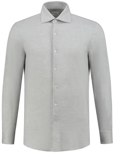 Finamore 1925 Napoli Long-sleeved Mélange Shirt In Grau