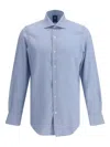Finamore 1925 Napoli Long-sleeved Shirt In Blue