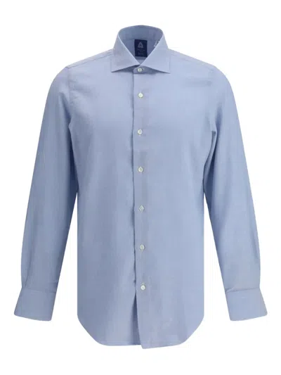 Finamore 1925 Napoli Long-sleeved Shirt In Blue