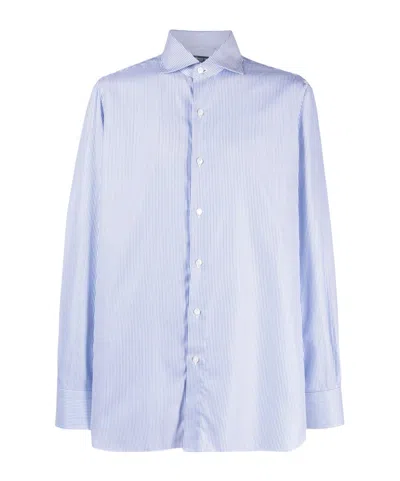 Finamore 1925 Napoli Long-sleeved Shirt In Blue