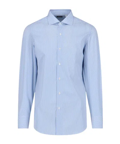 Finamore 1925 Napoli Long-sleeved Shirt In Blue
