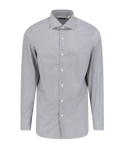 Finamore 1925 Napoli Long-sleeved Shirt In Gray