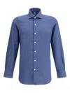 Finamore 1925 Napoli Long-sleeves Cotton Shirt In Blue
