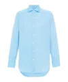 Finamore 1925 Napoli Cotton And Linen Blend Shirt In Blue