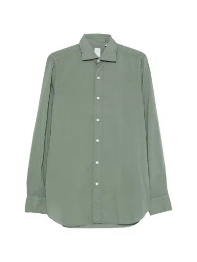 Finamore 1925 Napoli Long-sleeve Button-down Shirt In Green