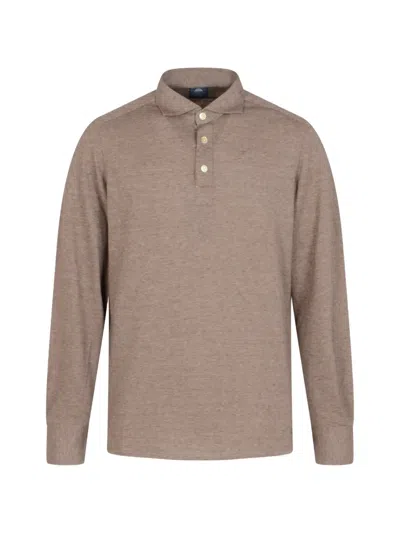 Finamore 1925 Napoli Long-sleeve Polo Shirt In Brown