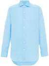 Finamore 1925 Napoli Cotton And Linen Blend Shirt In Blue