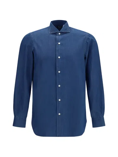 Finamore 1925 Napoli Napoli Buttoned Shirt In Blue