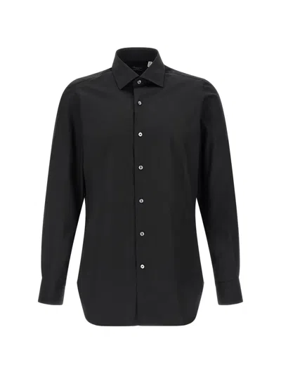 Finamore 1925 Napoli Napoli Collar Cotton Shirt In Black