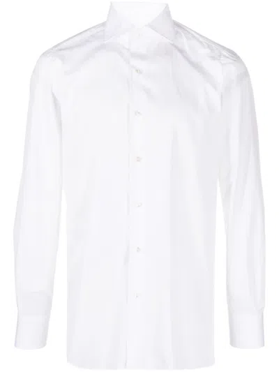 Finamore 1925 Napoli Slim Fit Flannel Shirt In White