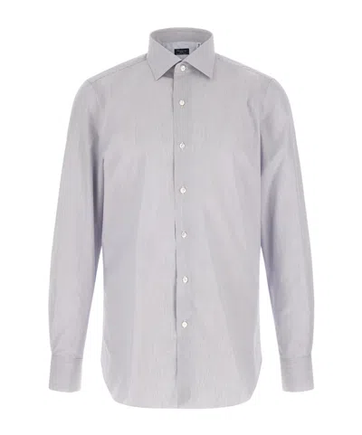 Finamore 1925 Napoli Napoli Striped Shirt In Gray