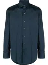 Finamore 1925 Napoli Plain Cotton-blend Shirt In Blau