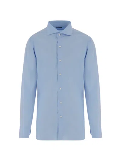 Finamore 1925 Napoli Point-collar Shirt In Blue