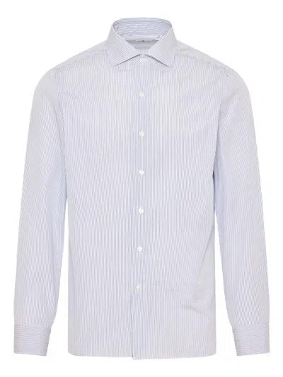 Finamore 1925 Napoli Poplin Shirt In Blue