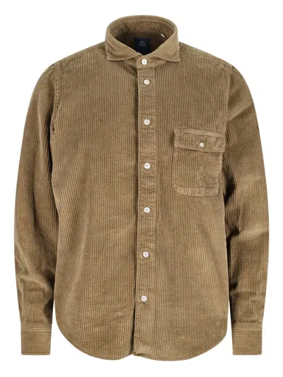 Finamore 1925 Napoli Salina Corduroy Pocket Shirt In Brown