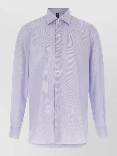 Finamore 1925 Napoli Shirt Button Collar Long Sleeves In Blue
