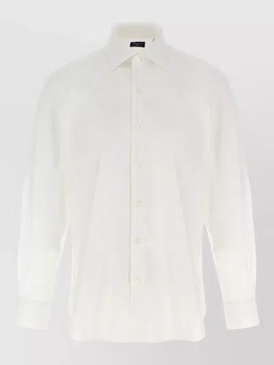 Finamore 1925 Napoli Shirt Button Down Collar Cuffs In White