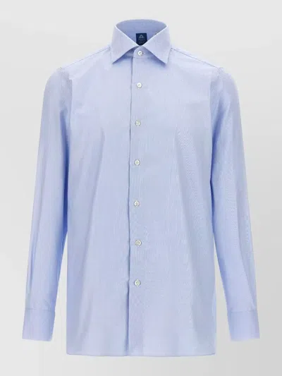 Finamore 1925 Napoli Shirt Button Down Collar Long Sleeves In Blue