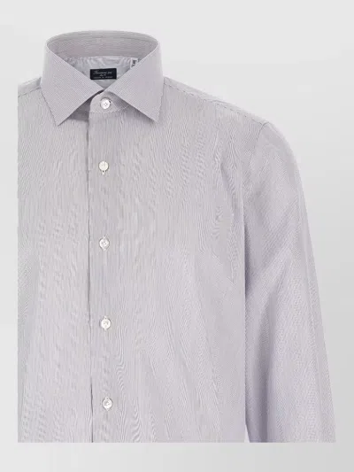 Finamore 1925 Napoli Shirt Button Down Collar Stripes In White