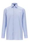Finamore 1925 Classic Shirt In Light Blue Cotton Classic Collar In Multi
