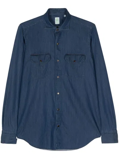 Finamore 1925 Napoli Press-stud Chambray Shirt In Blue