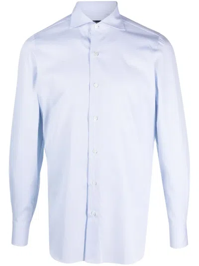 Finamore 1925 Napoli Spread-collar Cotton Shirt In Blue