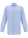 Finamore 1925 Napoli Spread-collar Cotton Shirt In Blue