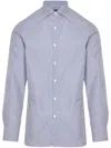 Shop Finamore 1925 Napoli Spread Collar Striped Shirt In Blue