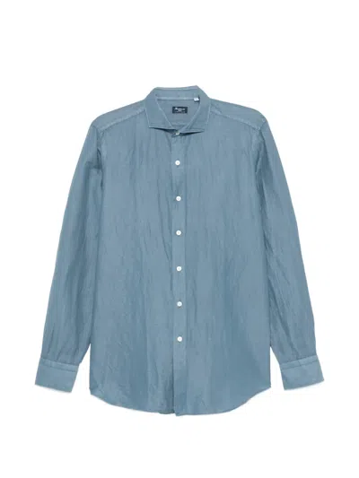 Finamore 1925 Napoli Spread-collar Button-up Shirt In Blue