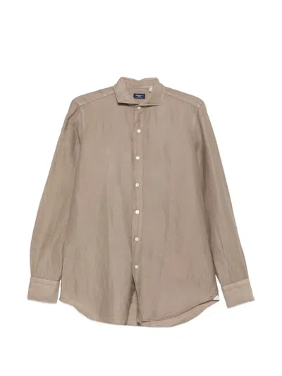 Finamore 1925 Napoli Spread-collar Button-up Shirt In Neutral