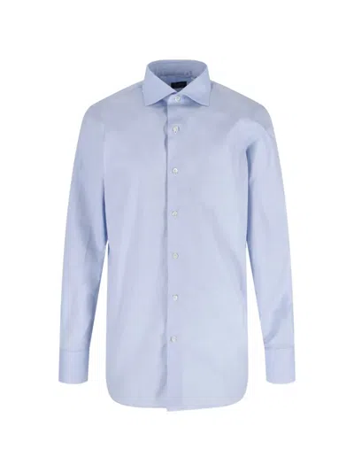 Finamore 1925 Napoli Spread-collar Long-sleeve Shirt In Blue