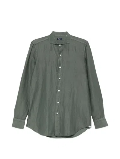 Finamore 1925 Napoli Spread-collar Long-sleeve Shirt In Green