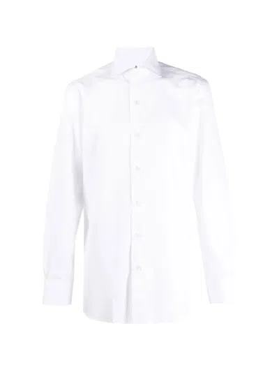 Finamore 1925 Napoli Spread-collar Long-sleeve Shirt In Metallic