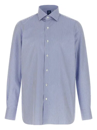 Finamore 1925 Napoli Striped Button-cuffed Shirt In Blue