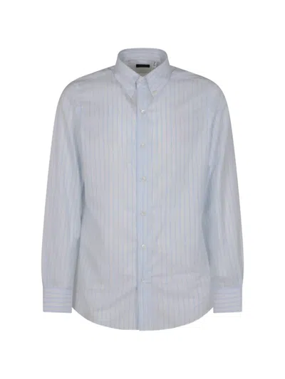 Finamore 1925 Napoli Striped Button-down Shirt In Blue