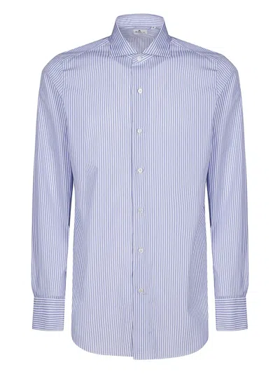 Finamore 1925 Napoli Striped Cotton Shirt In Blue