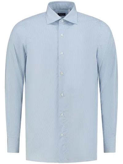 Finamore 1925 Napoli Striped Cotton Shirt In Blue