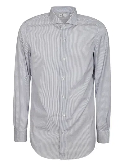 Finamore 1925 Napoli Striped Cotton Shirt In Gray
