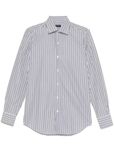 Finamore 1925 Napoli Striped Cotton Shirt In White