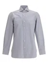Finamore 1925 Napoli Striped Long-sleeved Shirt In Gray