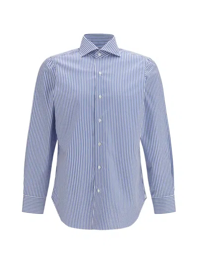 Finamore 1925 Napoli Striped Long-sleeve Shirt In Blue