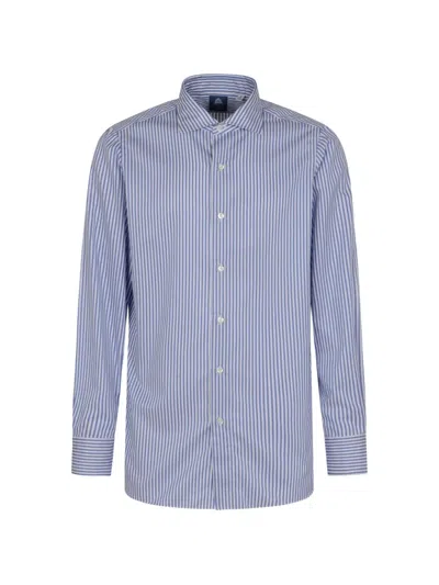 Finamore 1925 Napoli Striped Long-sleeve Shirt In Blue