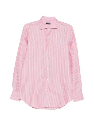 Finamore 1925 Napoli Striped Long-sleeve Shirt In Pink